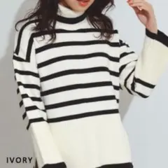 ボーダー柄 ハイネックニット 長袖