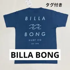 【新品】ビラボンBILLABONG TシャツMブルー　ロゴ刺繍