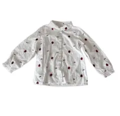 INSECT COLLECTION 花てんとうむし　刺繍 ホワイト　襟付きシャツ