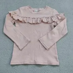 120★ブランシェス フリル付き長袖カットソー ピンク