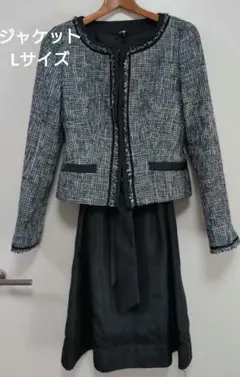 【INDIVI】40号 ツイードジャケット 9号 ワンピース（裏地あり）