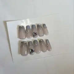 (現品のみ)埋めつくし マグフレンチ ワンホン 夏 ネイルチップ ビジュー