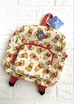 くまのプーさん　リュックサック　オレンジ色　クリーム色　生成色　軽量　入園