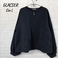 GLACIER グラシア 薄手 ブルゾン ノーカラージャケット ネイビー　L
