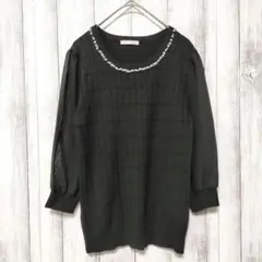 SIMPLE BEAUTY BASIC　(L)　ビジュー　異素材トップス