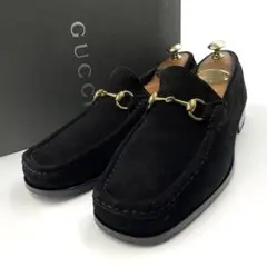 《超美品》GUCCI グッチ ホース ビット ローファー スエード ブラック 黒