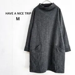 【ハヴァナイストリップ】 チュニック M グレー ウール ハイネック 秋冬♡美品