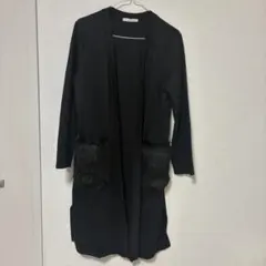 Khalita ファー付きポケット ロングカーディガン