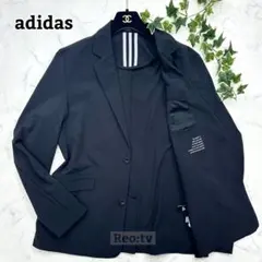 希少 2XL【adidas】ストレッチ テーラードジャケット 洗える ブラック