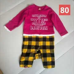 【美品】BABYDOLL ベビードール　ロンパース　80 ピンク　黄色　チェック