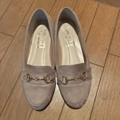 LENA ベージュ ローファー 金具付き ぺたんこ靴 24.0 24.5cm