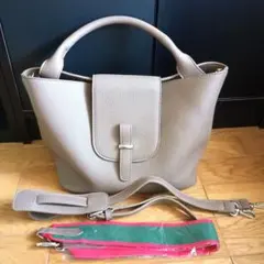 【美品】2way ショルダーバッグ グレージュ 合成皮革