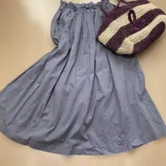 グレー フレアロングスカート ウエストゴム