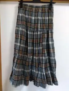 ロックマウント　コットンクリンクル　ロングスカート　チェック