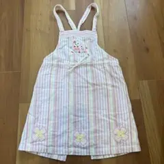 mikiHOUSE ストライプエプロン ピンク　100