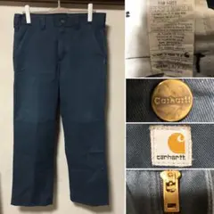 メキシコ製 カーハート ダブルニー ワークパンツ 鬼フェード 紺32