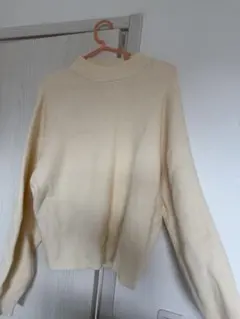 MOUSSY リブ編みクリーム色長袖ニット F