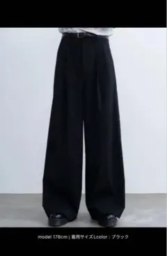 Lサイズ/SINSS/２タックワイドストレートストライプスラックス/ブラック