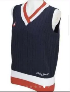 新品 希少 M デサント lecoq golf ニットベスト プロ仕様モデル 紺