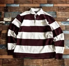 Sport-Tek ラガーシャツ PREP刺繍 L ボルドー 厚手ポロ