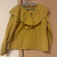 マスタード色フリル付き長袖ブラウス　120cm