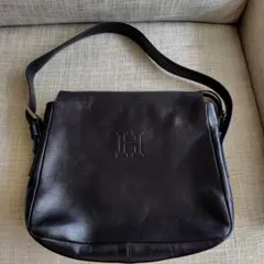 ヒロフ　ブラックレザー　ショルダーバッグ