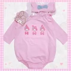 マイメロディ ヘアバンド付き フリル ロンパース ピンク 新品タグ付き