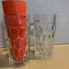 プレスガラス コップ タンブラーグラス 2個セット 純喫茶 昭和レトロ