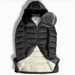 美品 PRADA プラダ ダウン アウター ファー 291795 ロゴ プレート