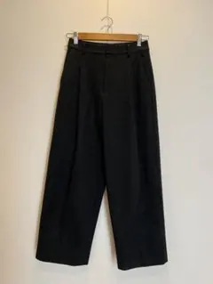 【丈上げ済み】UNIQLO　ダークグレー　ブラッシュドジャージタックワイドパンツ