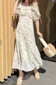 肩あきフリルワンピース グリーン オタ活 推し活