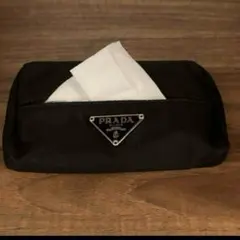 PRADA　プラダ　ティッシュケース　ブラック　三角ロゴ　白タグ　MV1 PRADA プラダ ティッシュケース ブラック 三角ロゴ 白タグ MV1