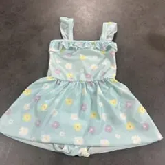 水色 花柄 フリル付き ベビー水着