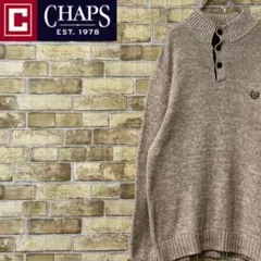 チャップス　ハーフボタンニット　刺繍ロゴ　エルボーパッチ　ベージュ系　Mのサムネイル
