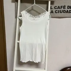 Samansa Mos2 レース付きタンクトップ ホワイト