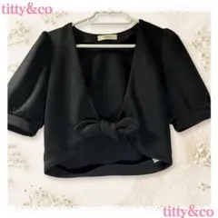 titty&Co. フロントリボン 半袖 ボレロ ブラックのサムネイル