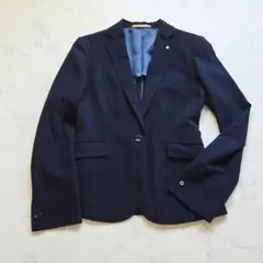 ORIHICA　ウォッシャブル　テーラードジャケット　ストライプ　ネイビー　７号