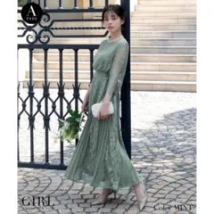 【人気】パーティードレス 結婚式　オケージョン　ロング丈 ミントカラー