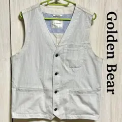 【Golden Bear】ライトグレーと白のストライプ柄のベスト【M】