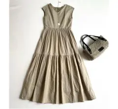 洗える♡アーバンリサーチ＊フレンチスリーブティアードマキシ丈ワンピース　38