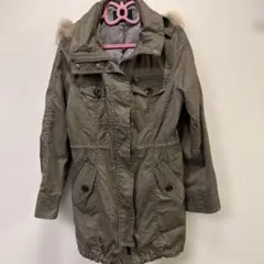 グレー ファー付きモッズコート