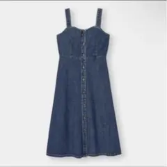 GU　デニムフロントボタンジャンパードレス　S