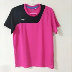 大きいサイズ レディース Mizuno 半袖Tシャツ 2XL ピンク/ブラック