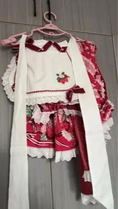 ロリータ用エプロン 生成り フリル リボン 重ね着可◎ 一度試着のみ