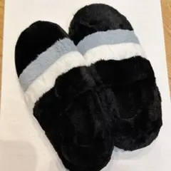 冬用ボアスリッパ　スリッポン　ブラック　男女兼用　滑り止め防止