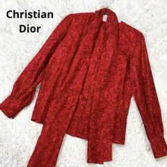 【希少・極美品】 ChristianDior シルク　ブラウスバラ柄 赤 Sのサムネイル