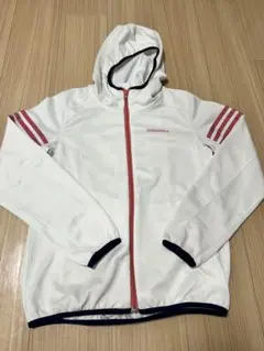 adidas ホワイトウィンドブレーカー フード付き