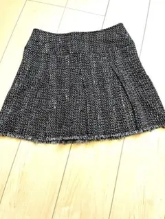 【美品】人気❗ウールフレアスカート ブラックホワイトツイード