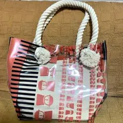 A-griffe アグリ ハンドバッグ 英字新聞 女の子デザイン レザー 本革 