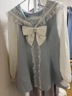 NOEMIE 水色レースセーラー襟セットアップ